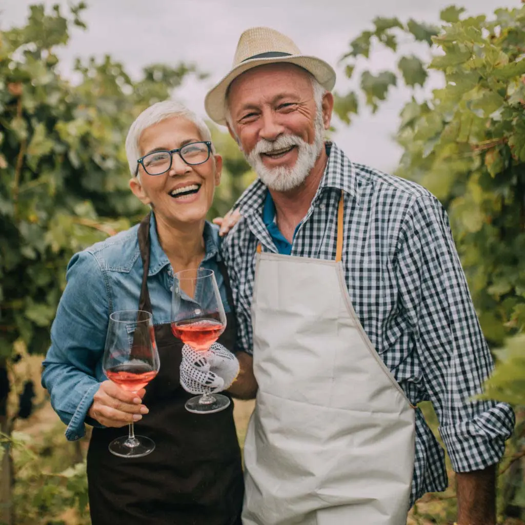 Winemakers with a glass of rosé